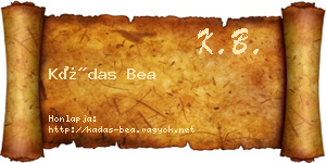 Kádas Bea névjegykártya